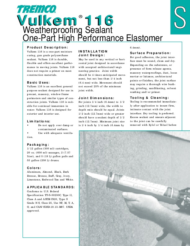 Tremco Caulk Color Chart
