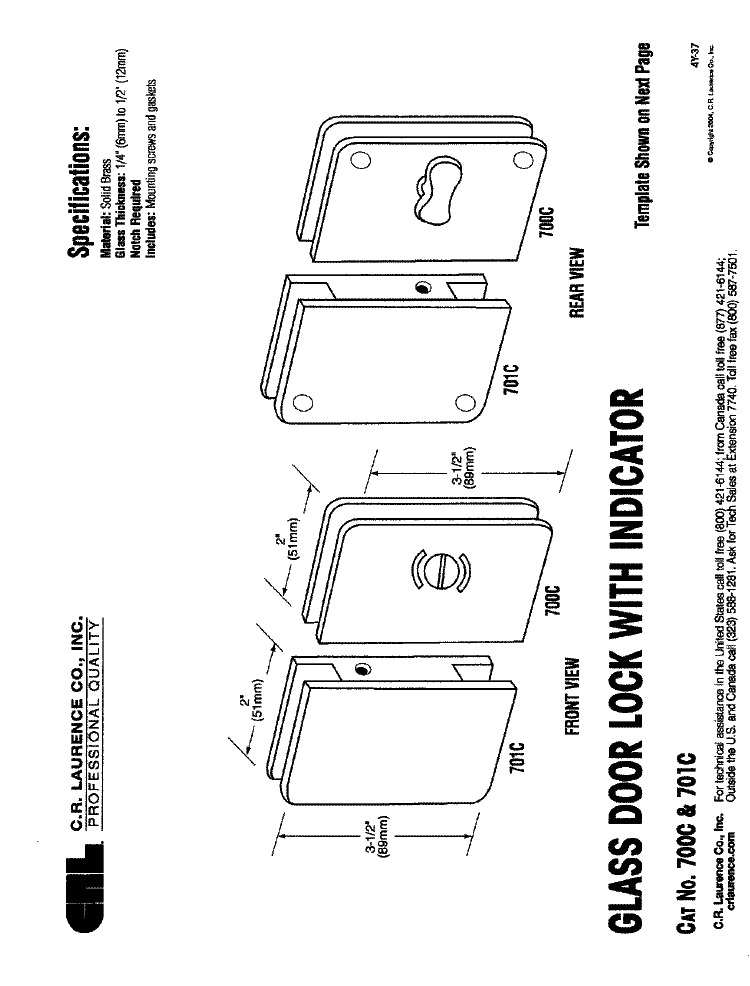 CRL Chrome Keyed Alike Lock for Cabinet Swinging Glass Door LK30KA