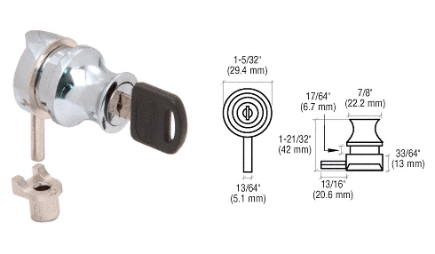 CRL Chrome Keyed Alike Cylinder Lock for 1/4