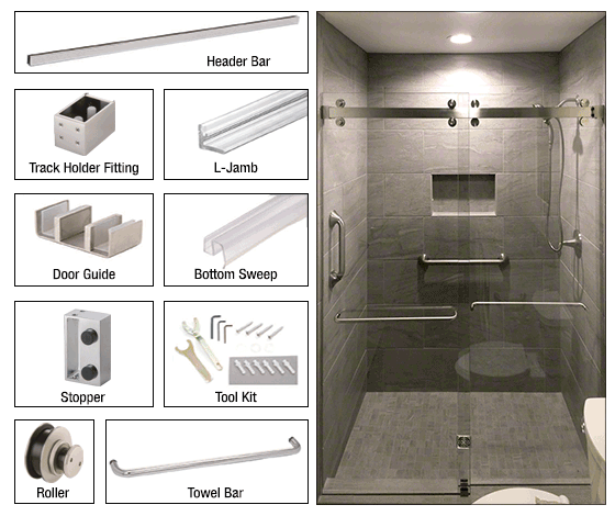 Two Door Bypass Sliding Shower System, Sliding Shower Door Bottom Guide Rail