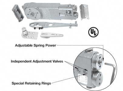CRL Standard Spindle Adjustable Spring Power Overhead Concealed Door Closer Side-Load S-Package