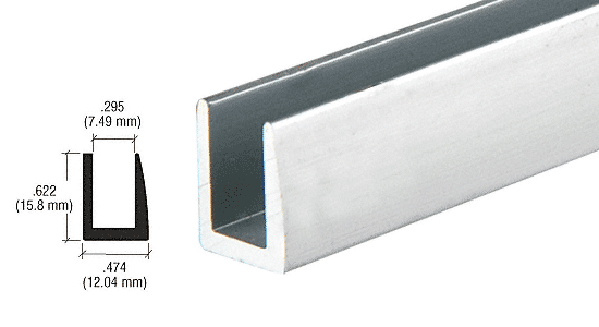 CRL Aluminium U-Profil, einseitig abgerundet, für 6 mm, 15,8 x 12 mm, 3,66 m