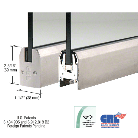 CRL Low Profile Tapered Door Rail - Patch for 1/2