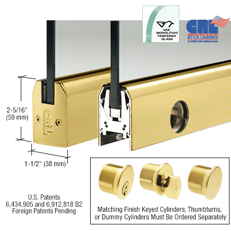 CRL Low Profile Tapered Door Rail - 35-3/4