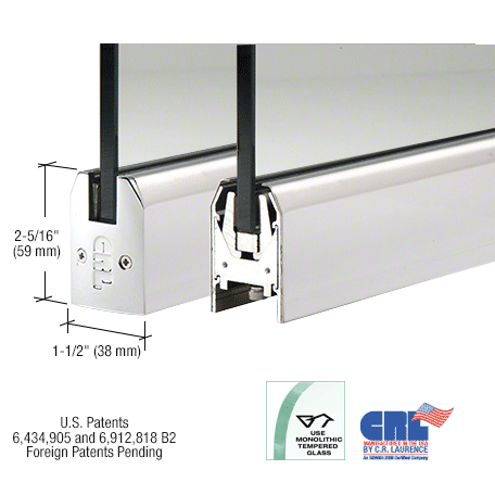 CRL Low Profile Tapered Door Rail - Patch for 3/8