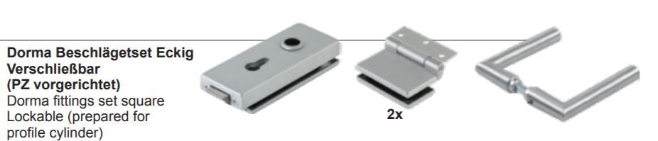 DORMA-GLAS square hinge set, lockable