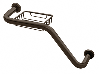 CRL 135 Degree Grab Bars With Wire Basket 