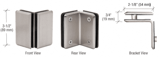 CRL Pinnacle and Prima Series 90 Degree Glass-to-Glass Clamps