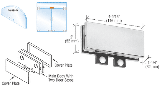 CRL Transom Mounted Patch Connector with Two Reversible Door Stops