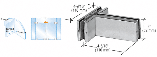 CRL Transom Mounted Patch Connector with Support Fin Brackets