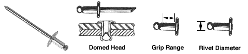 CRL Plated Steel Rivet Coated Steel Mandrel - Domed Head