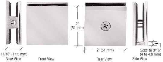 CRL Square Wall Mount Clamp Hole-in-Glass Style