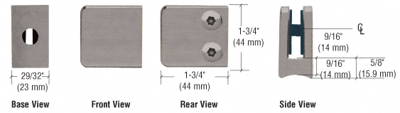 CRL Z-Series Small Square Zinc Glass Clamps for 1/4