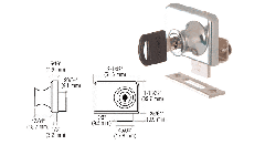 CRL Chrome Clamp-On Lock for 1/4" Double Glass Door - Keyed Alike
