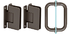 CRL Oil Rubbed Bronze Pinnacle Shower Pull and Hinge Set
