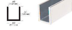 CRL Satin Anodized Frameless Shower Door Aluminum Deep U-Channel for 8-10 mm Thick Glass - 144"