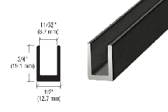 CRL Matte Black 5/16" Single Aluminum U-Channel, 3.66 m