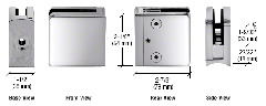 CRL Polished Stainless Z-Series Radius Surface Mount Square Type Glass Clamps for 3/4" (19 mm) Glass