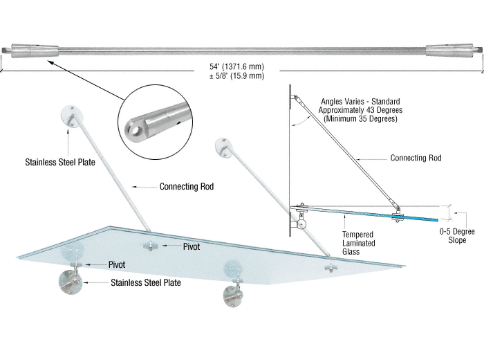 CRL Verbindungsstange für Glasüberdachungen, 1,37 m (54