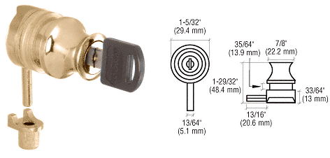 CRL Gold Plated Keyed Alike Plunger Lock for 3/8