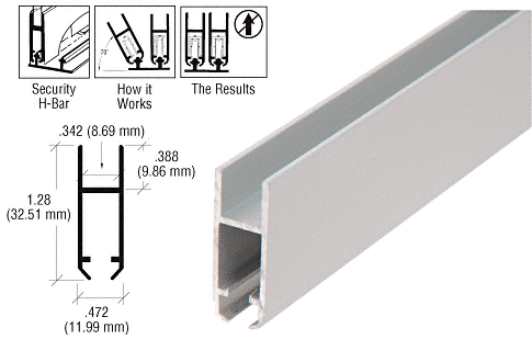 CRL Satin Anodized Security H-Bar for Anti-Lift Showcase Track Assembly - 144