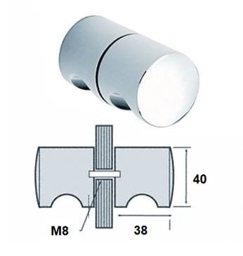 CRL Shower Knob 40 mm Diameter CP Glass Thickness 6 to 12 mm Brass Body