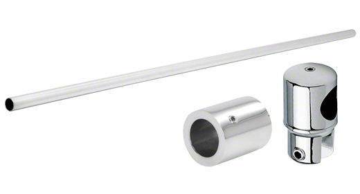 CRL Round Support Bar Set 19mm Diameter Glass to Wall Mount Chrome