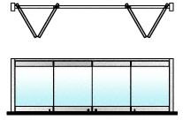 CRL Polished Stainless 4-Panel Bipart Overhead Track Full Bi-Fold Door Configuration
