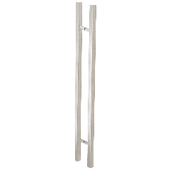 CRL Brushed Stainless Glass Mounted Square Ladder Style Pull Handle with Square Mounting Posts - 60"