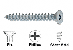 CRL 8 x 2" Flat Head Phillips Sheet Metal Screws