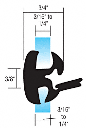 CRL einteilige, selbstdichtende Universal-Wetterdichtung für 4,8 mm bis 6,4 mm (3/16" bis 1/4" ) Paneel - 4,8 mm bis 6,4 mm (3/16" bis 1/4") Glas