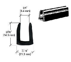 CRL Rubber Glazing Channel for 1/4" Material - 9/16" Height
