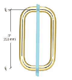 CRL Ultra Brass 8" Back-to-Back Solid 3/4" Diameter Pull Handles Without Metal Washers