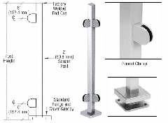 36" 90 Degree Corner Post With Round Clamps