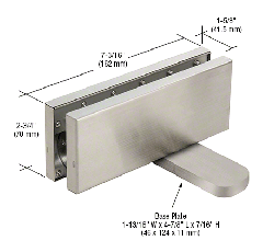 CRL Brushed Stainless Hydraulic Patch Fitting with 2-9/16" Setback - 90º Hold Open Model