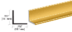 CRL Brite Gold Anodized 3/4" Aluminum Angle Extrusion