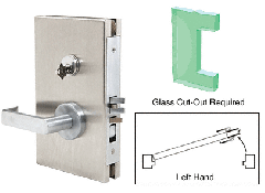 CRL Brushed Stainless 6" x 10" LH Center Lock with Deadlatch in Office Function