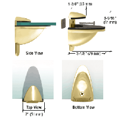 CRL Polished Brass Heavy-Duty Adjustable Shelf Bracket