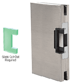 CRL Brushed Stainless 6" x 10" LH/RHR Custom Center Lock Glass Keeper With Deadlatch Electric Strike