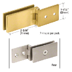 CRL Polished Brass Light Duty Frameless Shower Door Hinge - Square Corner Style