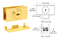 CRL Brass Cam Lock with Stop Plate for 1/4" or 3/8" Glass - Randomly Keyed