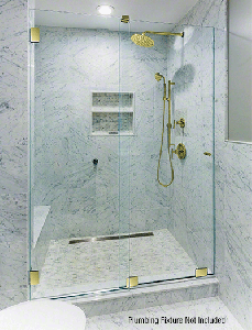 CRL Polished Brass Essence Series Basic Sliding Shower Door Kit with Squared Corner Rollers