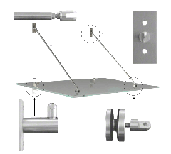 CRL Awning Kit for 1300 mm Projection Glass Canopy; Brushed Stainless Finish with Rectangular Fixing Plates