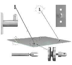 CRL Awning Kit for 900mm Projection Glass Canopy; Brushed Stainless Finish With Rectangular Fixing Plates - Half Set