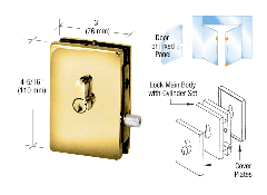 CRL Polished Brass EUR Series Center Housed Patch Lock