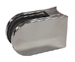 CRL Polished Stainless Large D Shape 42.4mm Radius Back Glass Clamp 63 x 45mm