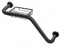 CRL Black 20" 135 Degree Grab Bar With Wire Basket