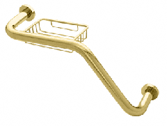 CRL Polished Brass 20" 135 Degree Grab Bar With Wire Basket