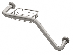 CRL Brushed Satin Chrome 20" 135 Degree Grab Bar With Wire Basket
