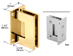 CRL Polished Brass Geneva 537 Series Wall Mount Full Back Plate Standard Hinge With 5 Degree Offset